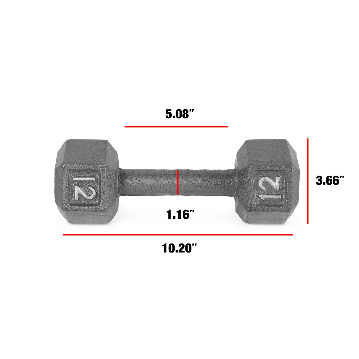 Barbell 12lb Cast Iron Hex Dumbbell, Long-Lasting Performance,Single