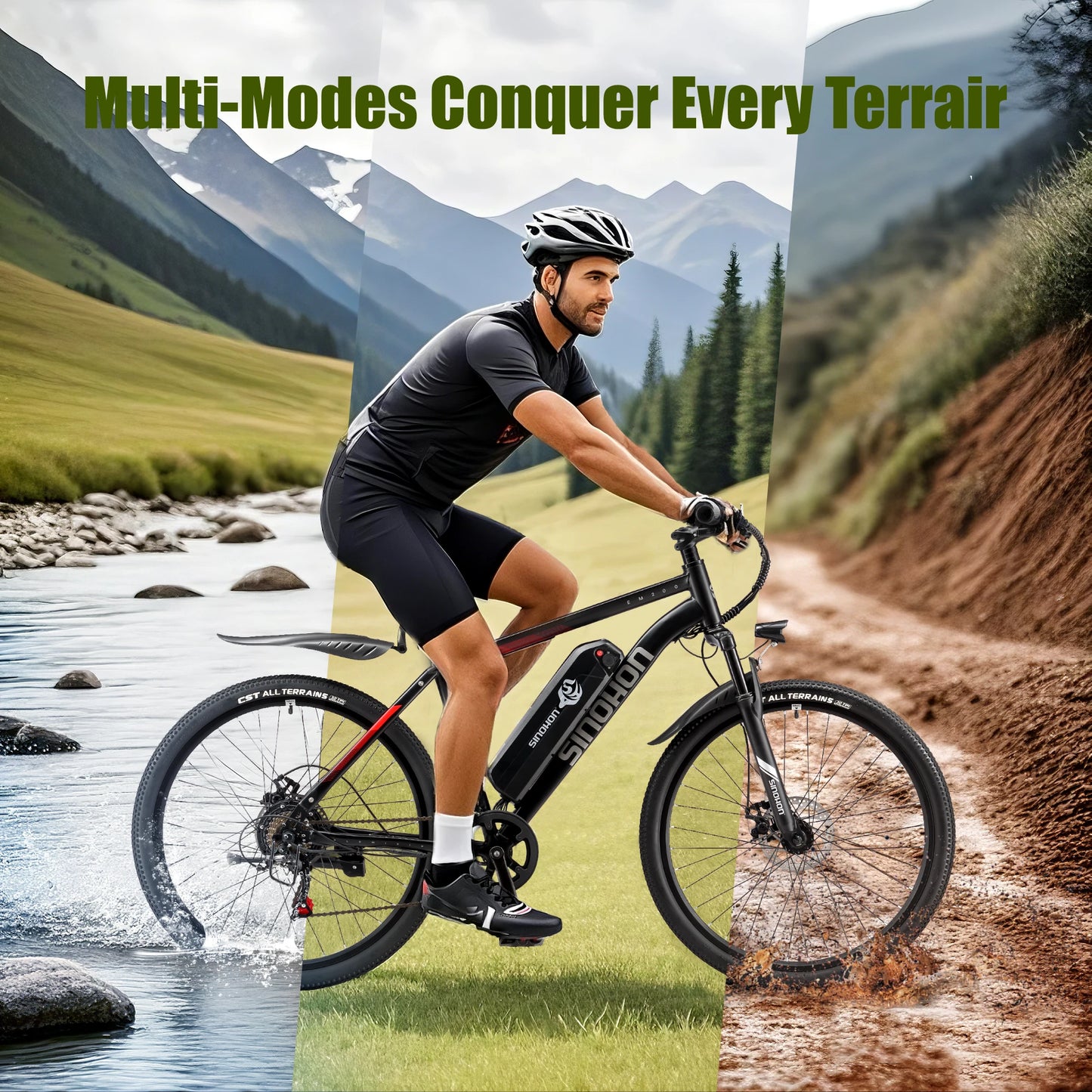 Mountain Electric Bike Adults 500W Peak Motor 26'' Tires Front Suspension Electric Bicycle 25-37Miles 7-Speed Lightweight E-MTB