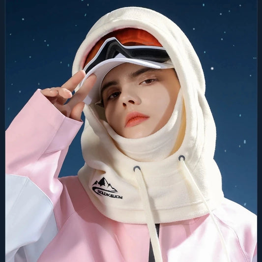 Autumn Winter Warm  Outdoor Windproof Coldproof Skiing Riding  Cover Face Neck Protecting All-in-One Hat Solid Velvet