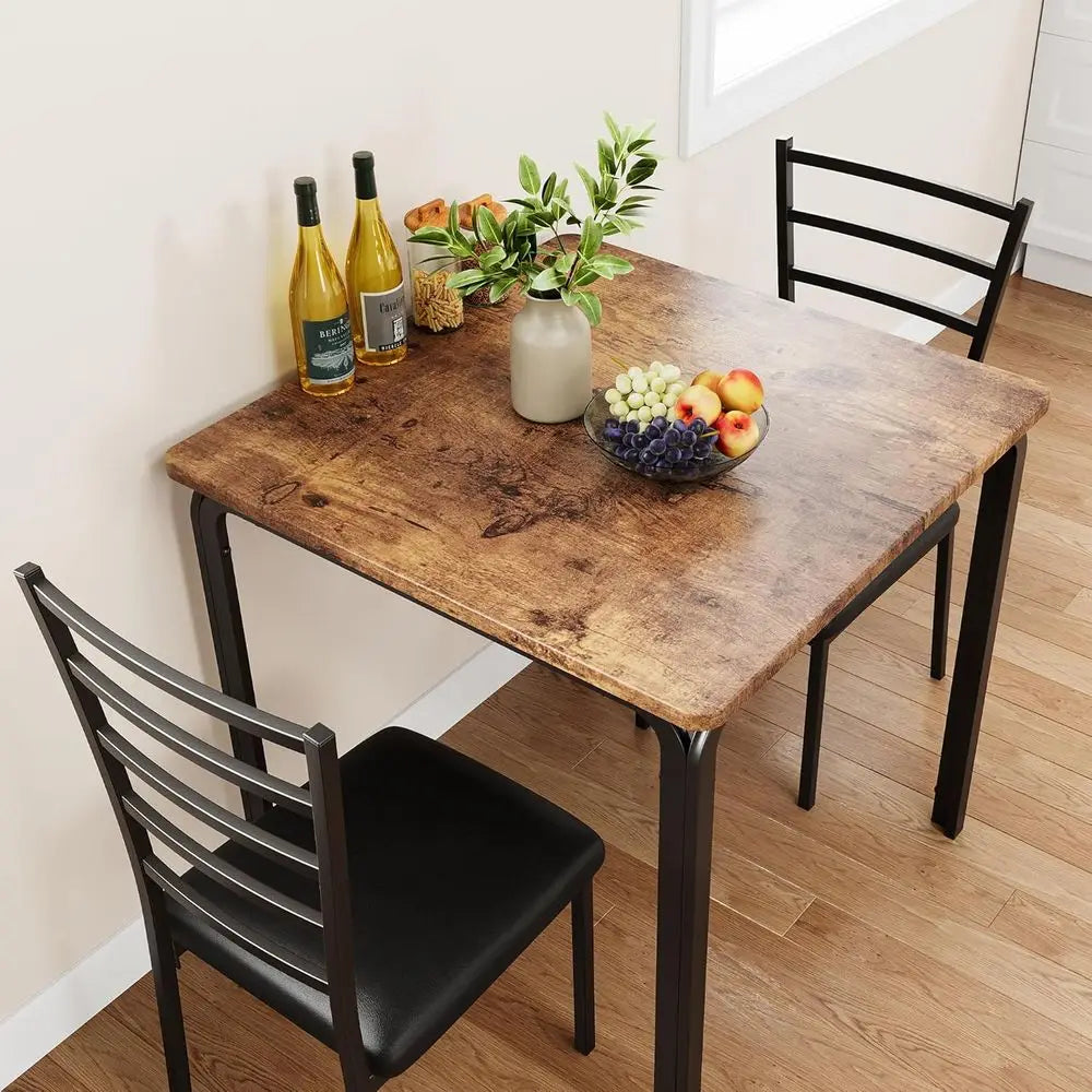 Modern Square Dining Table Set for 2, Small Space Kitchen Dinette, Vintage Breakfast Room Furniture