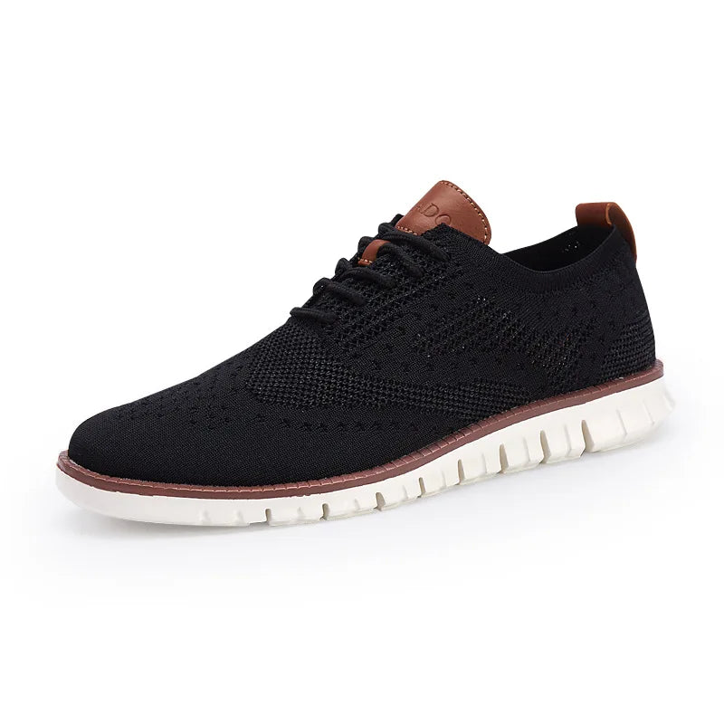 men's Shoes summer  Lace up lightweight British Dress Footwear Fashion hollow breathable knitted mesh Flats Shoes 2023