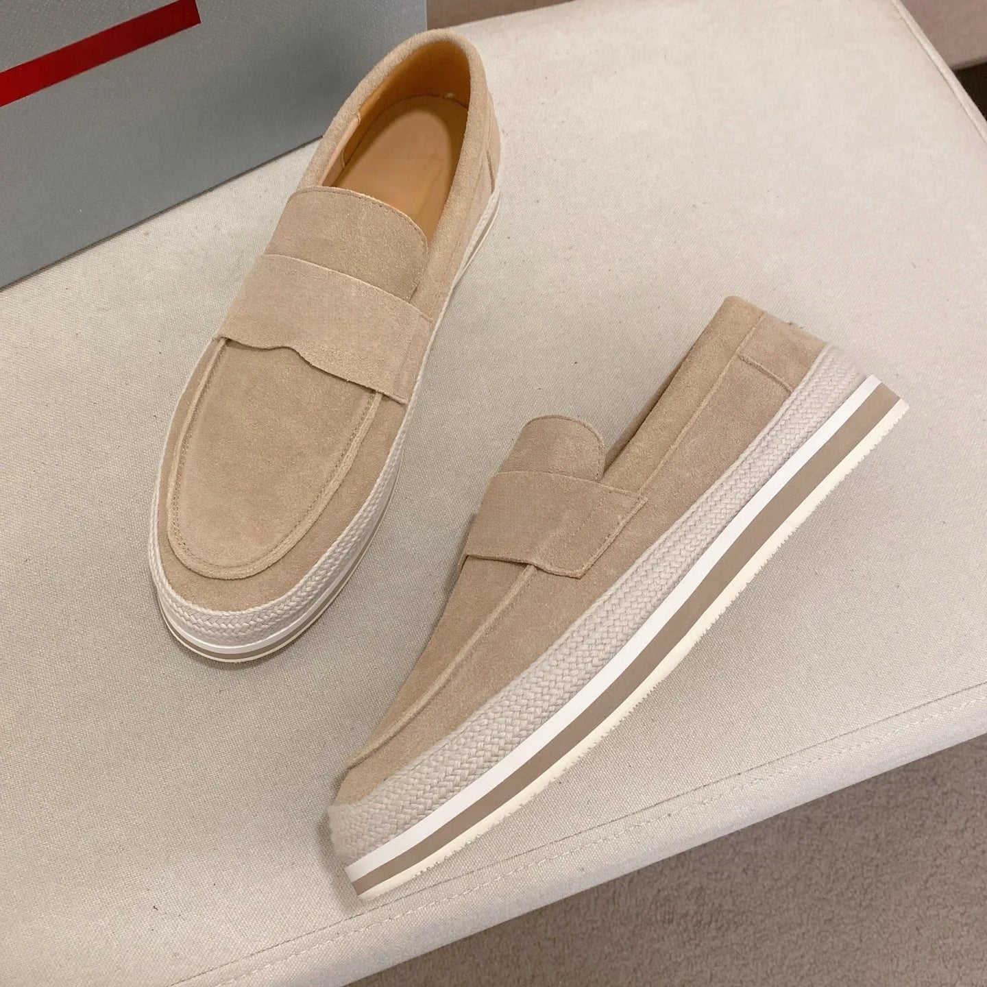 Men's Women loafers retro straw sole slip-on shoes versatile casual slip-on shoes