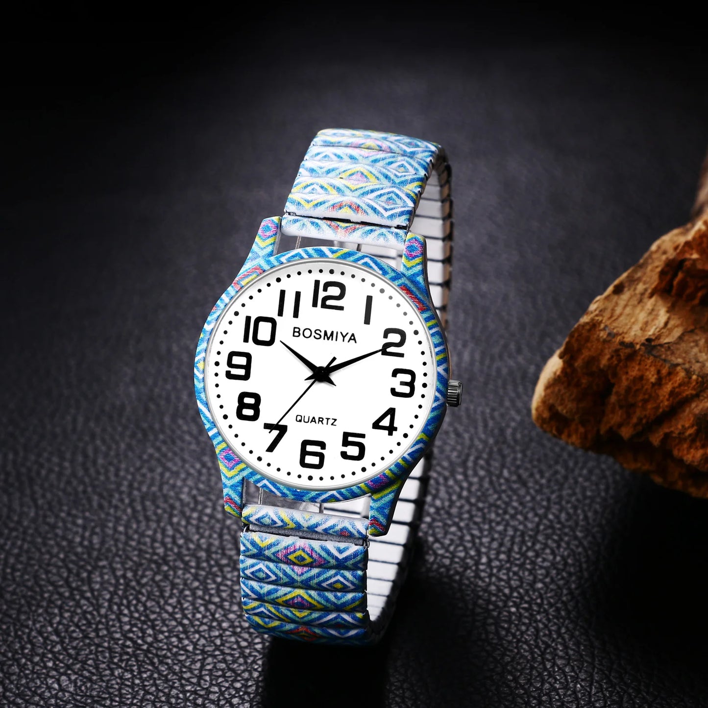 Lancardo Bohemian Quartz Watch Easy to Wear Arabic Numerals Scale Printed Decorative Telescopic Band Watch Valentine's Day Gifts