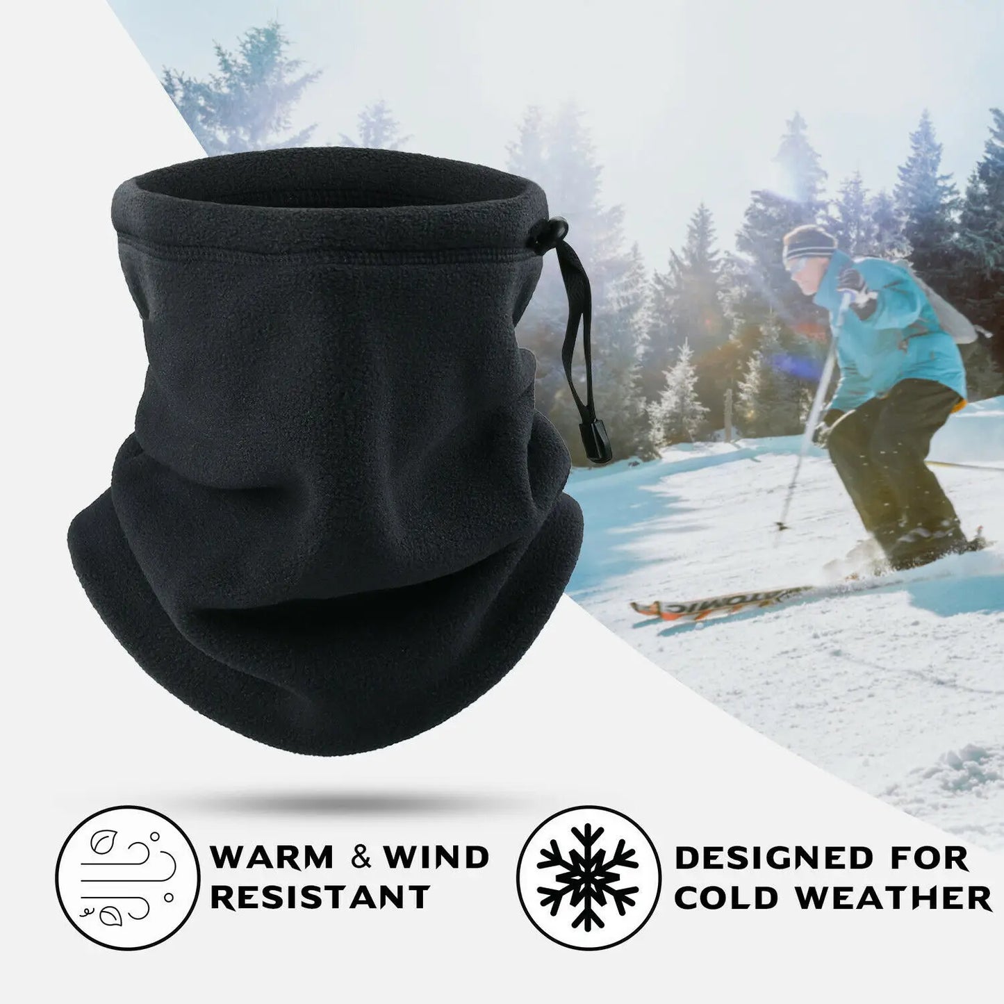 Winter Fleece Neck Warm Scarf Windproof Balaclava Ski Face Mask for Cold Weather Motorcycle Cycling Thermal