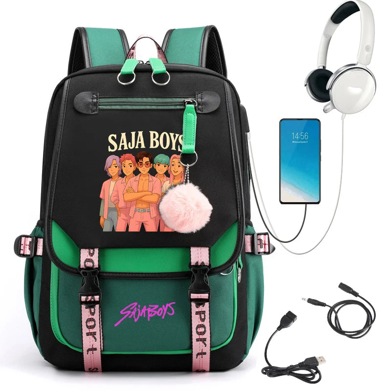 2025 New Back To School Backpack for Girls Boys Teenager KPop Demon Hunters Fashion Usb School Bags Travel Backpacks Mochila