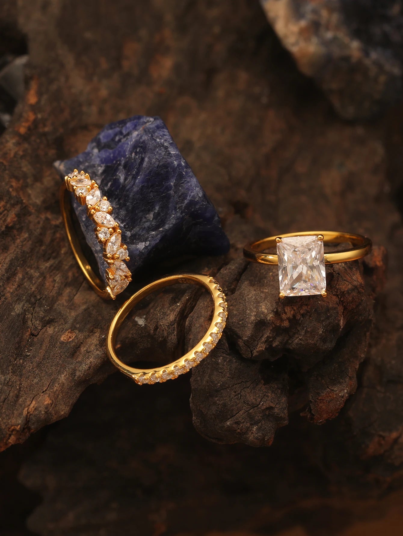 S925 Sterling Silver Rectangular 3CT Moissanite Ring Set Fine Jewelry Gold-plated 18k Suitable for Gift Giving Birthday Gift