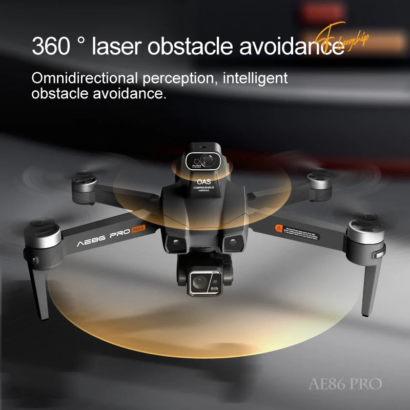 Professional AE86 Pro Max 4K Camera Mini Drone with camera drone Dual  Intelligent obstacle avoidance Brushless drone Toys