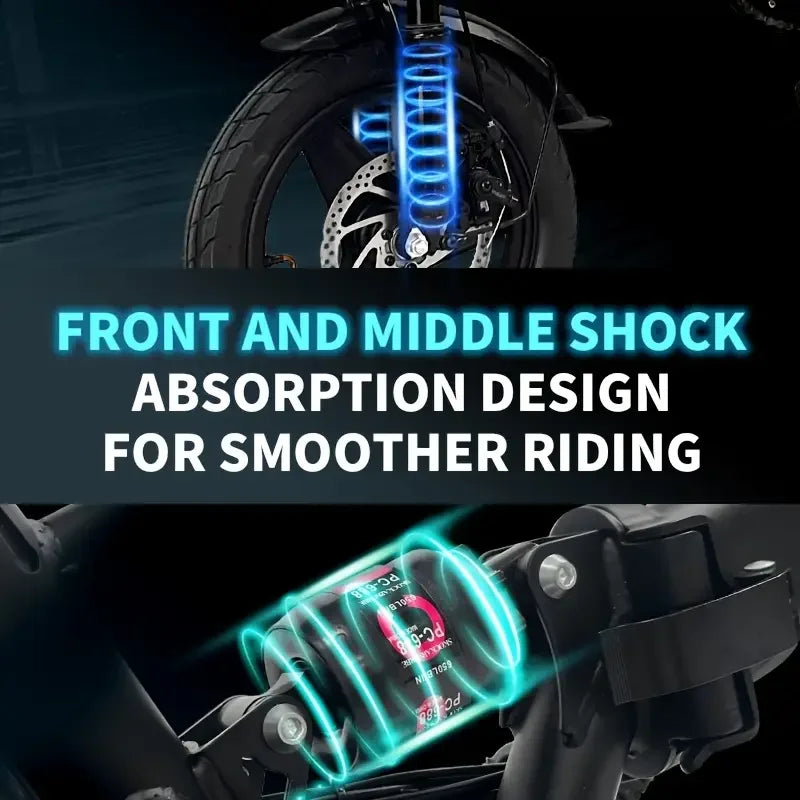 14'' Adult 400W Peak Motor Folding Electric Mountain E Bike Electric Bicycle 19.5Mph 20.5Miles 10.3AH Electric EBike for Adults