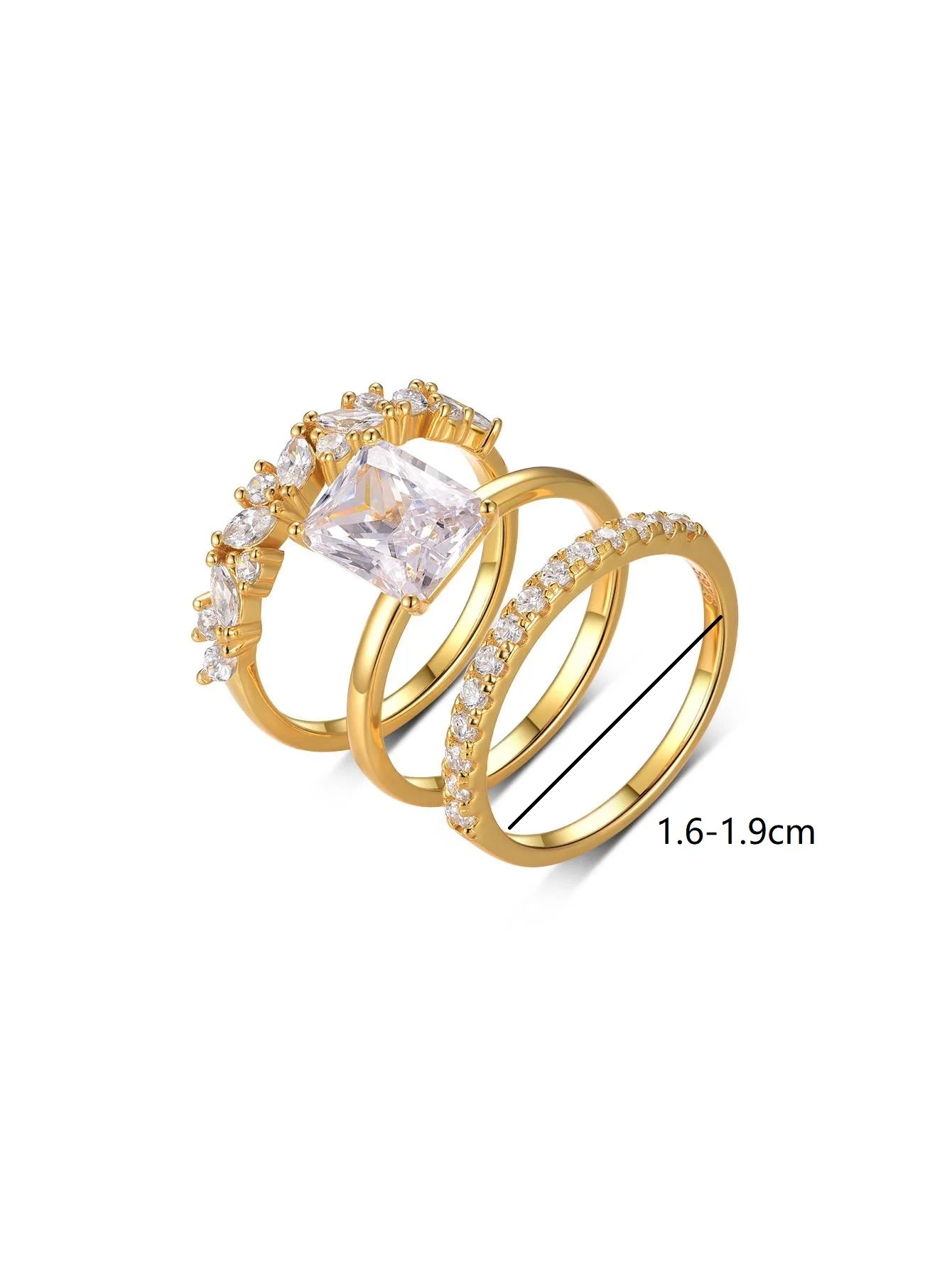 S925 Sterling Silver Rectangular 3CT Moissanite Ring Set Fine Jewelry Gold-plated 18k Suitable for Gift Giving Birthday Gift