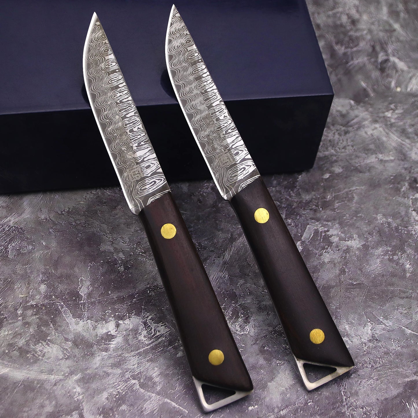 WPKOPYA USA 420C steel (Damascus pattern) Outdoor knife + sheath, camping knife, hunting knife, EDC knife