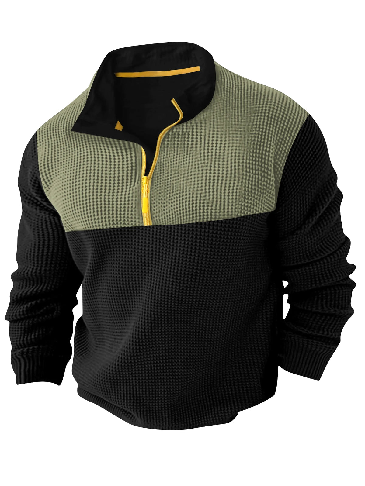 Spring Autumn New Men's T-shirt Classic Long Sleeve Polo Shirt Top Casual Fashion Color Matching Zipper High Quality T-shirt