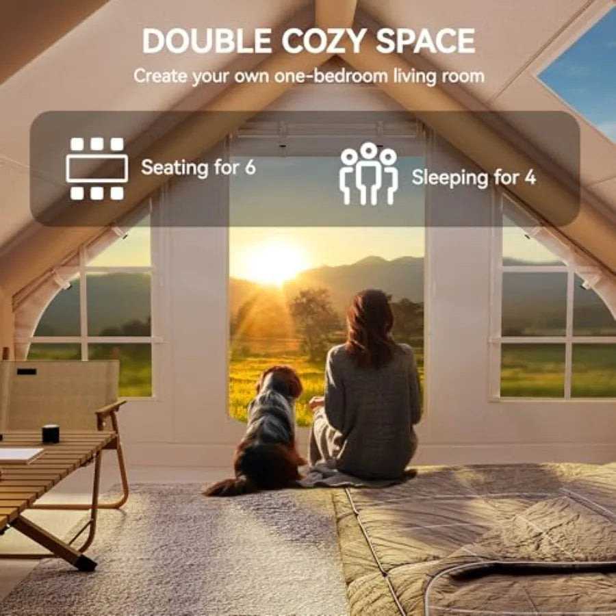Inflatable Camping Tents Blow Up Hot Tent with Pump and Stove Jack for Outdoor Adventure Easy Setup with Explosion Proof Valve