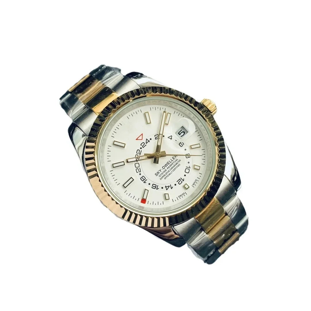 Automatic Men Watch Mechanical Self Wind Stainless Steel Strap Rose Gold Silver Blue Date Luxury Sky 40mm