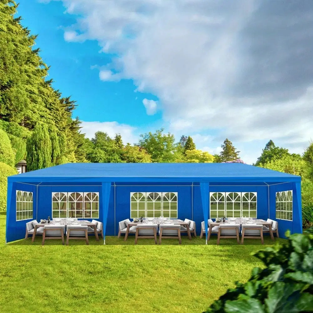 10x30' Canopy Party Tent Wedding Outdoor Waterproof With 8 Removable Walls Blue