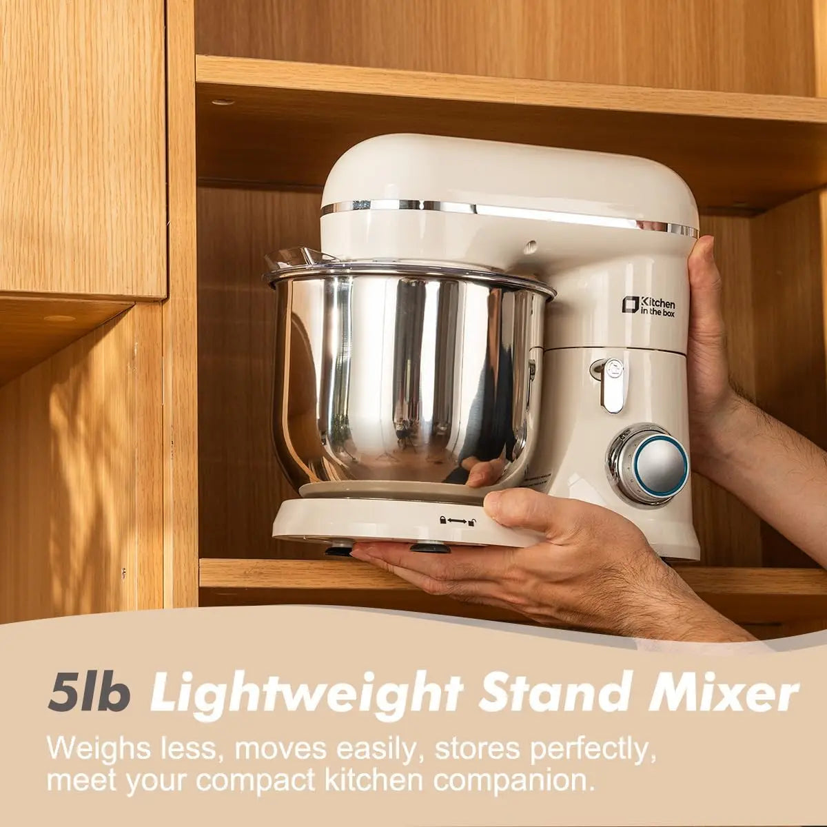 Stand Mixer, 3.5 QT, 10-Speed Electric Kitchen Mixer with Whisk, Hook, Beater - Cream White