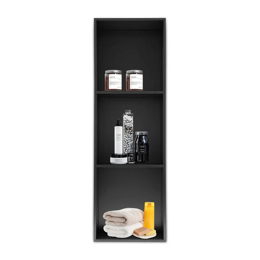 Stainless Steel Shower Niche 11" X 35" with 3 Shelves, Recessed Wall Niche Organizer for Bathroom, Kitchen, Balcony (Black)