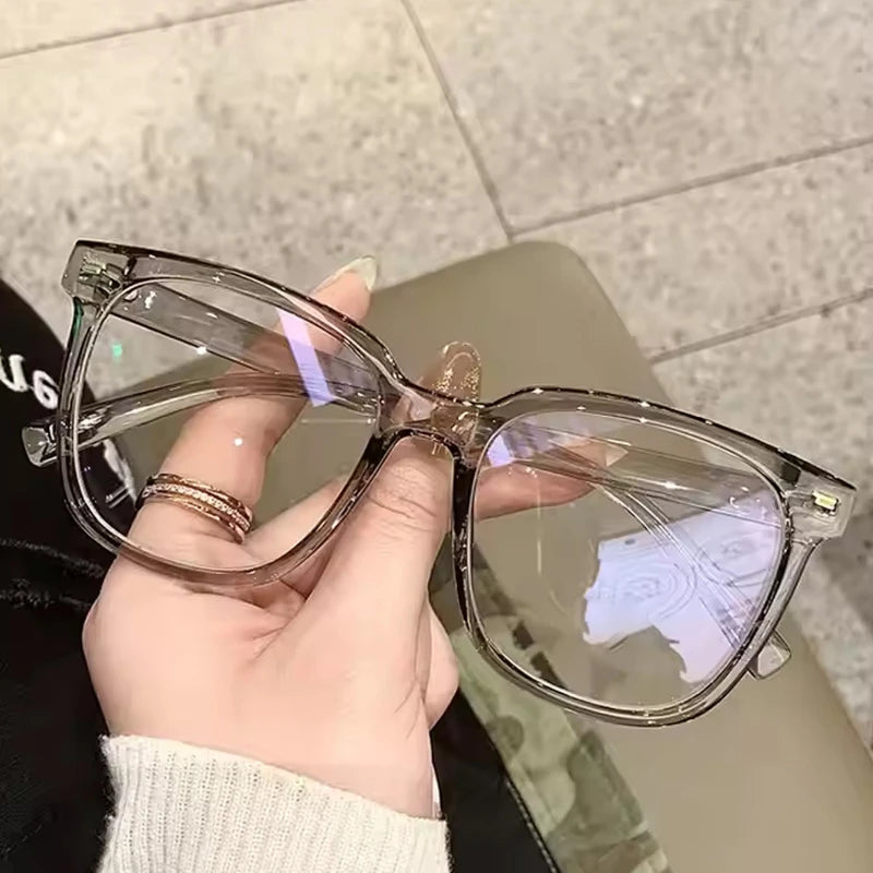 Large Frame Glasses, Anti-blue Transparent Lenses, Retro Classic Casual Women's Sunglasses, Suitable for Daily Reading