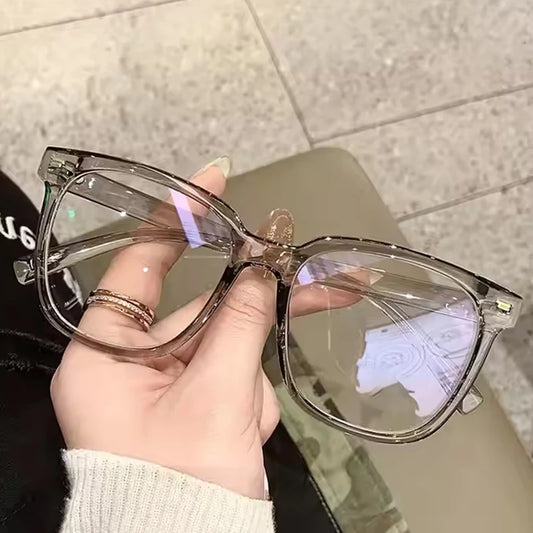Large Frame Glasses, Anti-blue Transparent Lenses, Retro Classic Casual Women's Sunglasses, Suitable for Daily Reading