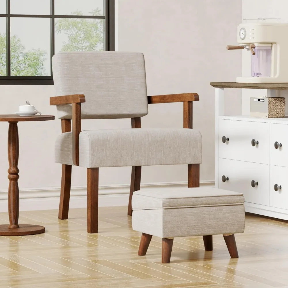 accent chair set of 2 with table, living room chairs with soft seat and armrests for living room bedroom reading room waiting ro