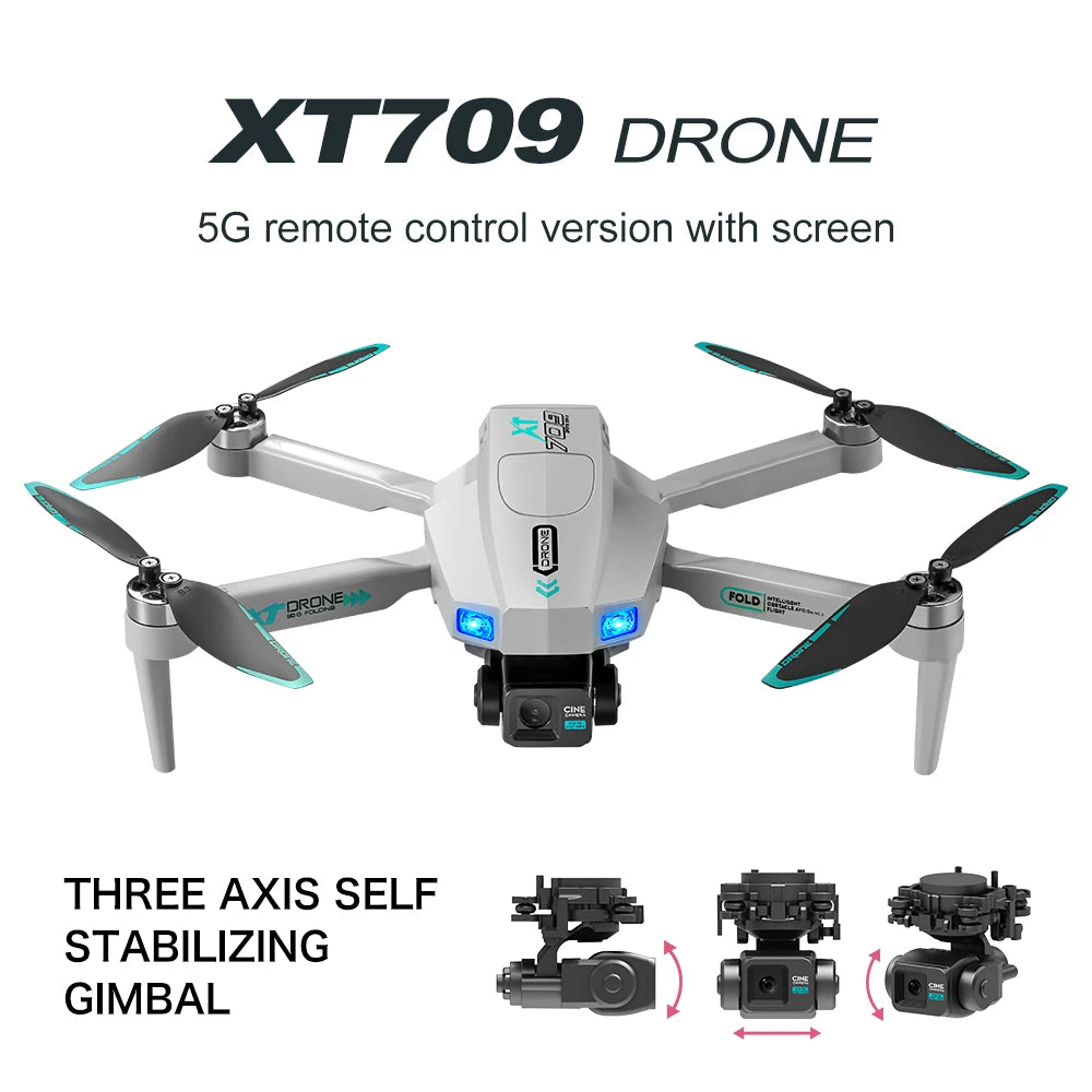 XT709 Drone 4K HD Aerial Photography With Screen GPS Return Folding Intelligent 360° Obstacle Avoidance RC Toy