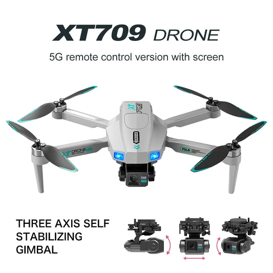 XT709 Drone 4K HD Aerial Photography With Screen GPS Return Folding Intelligent 360° Obstacle Avoidance RC Toy