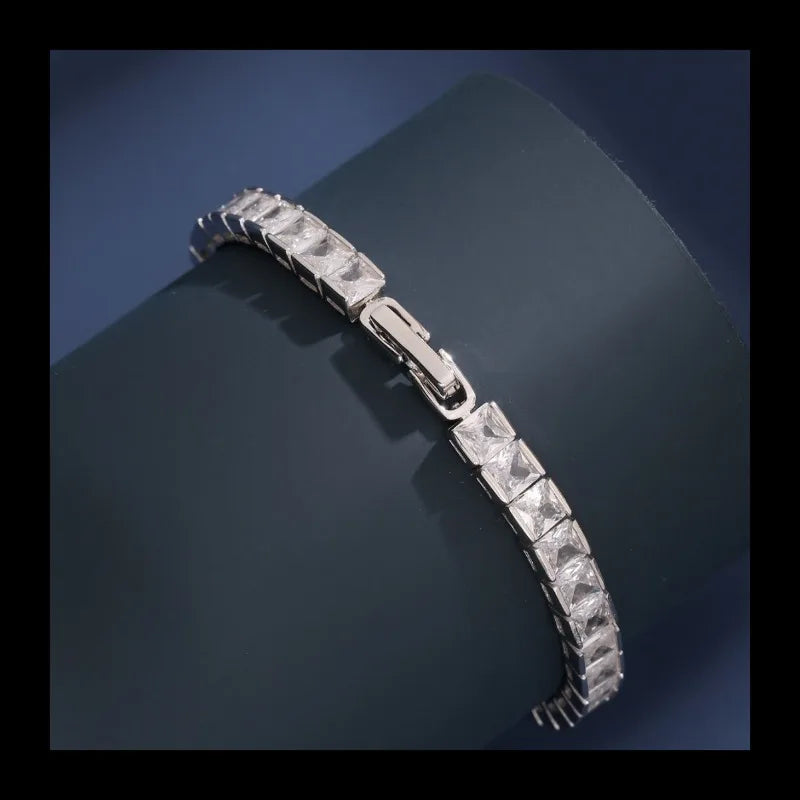 S925 Sterling Silver Single Row Zircon Hip Hop Internet Celebrity Full Zircon Bracelet Bracelet Jewelry