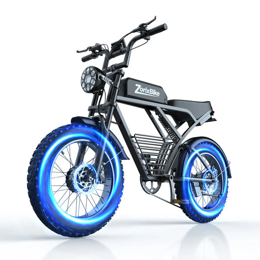 ZorixBike Electric Bike for Adults 3000W 35MPH 48V 23AH Max 80Miles Electric Motorcycle 20" Fat Tire Bike Shamano 7-Speed EBike