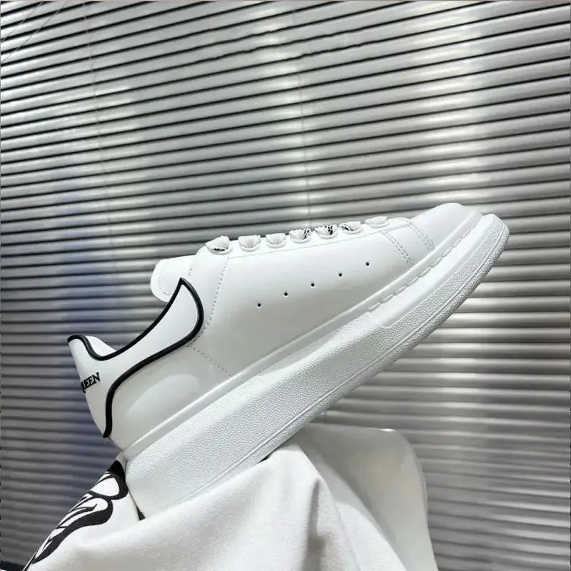 Women Flats Elegant Skateboard Shoes White Sneakers Thick Sole Inner Height Increasing Vulcanized Shoes For Men And Women