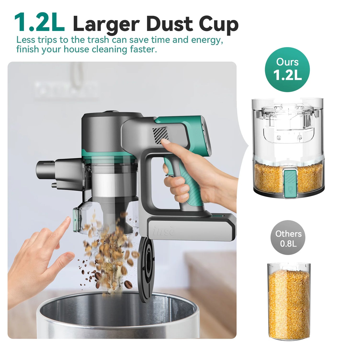 DEVOAC  S10K Cordless Vacuum Cleaner, 28Kpa Suction 3 Modes Handheld Stick Vacuum for Carpet, Pet Hair, Hard Floor