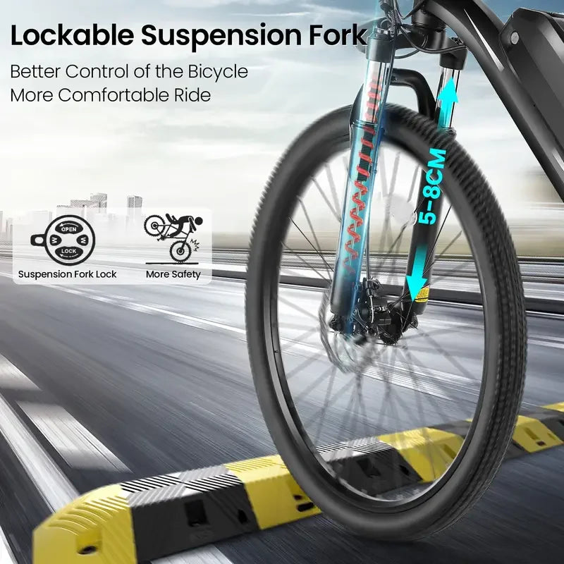 Adults Electric Bicycle, 26" Electric Mountain Bike 650W Peak Motor Ebike 25Mph 35Miles 10.4AH 15.6AH Electric E Bike for Adults