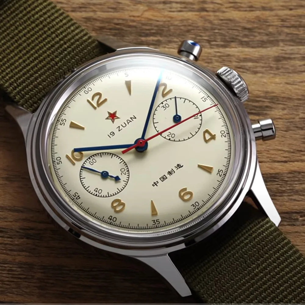 Seakoss 38mm Men's 1963 Chronograph Arcylic Glass With Seagull ST19 Hand Winding Movement Male Mechanical Watches