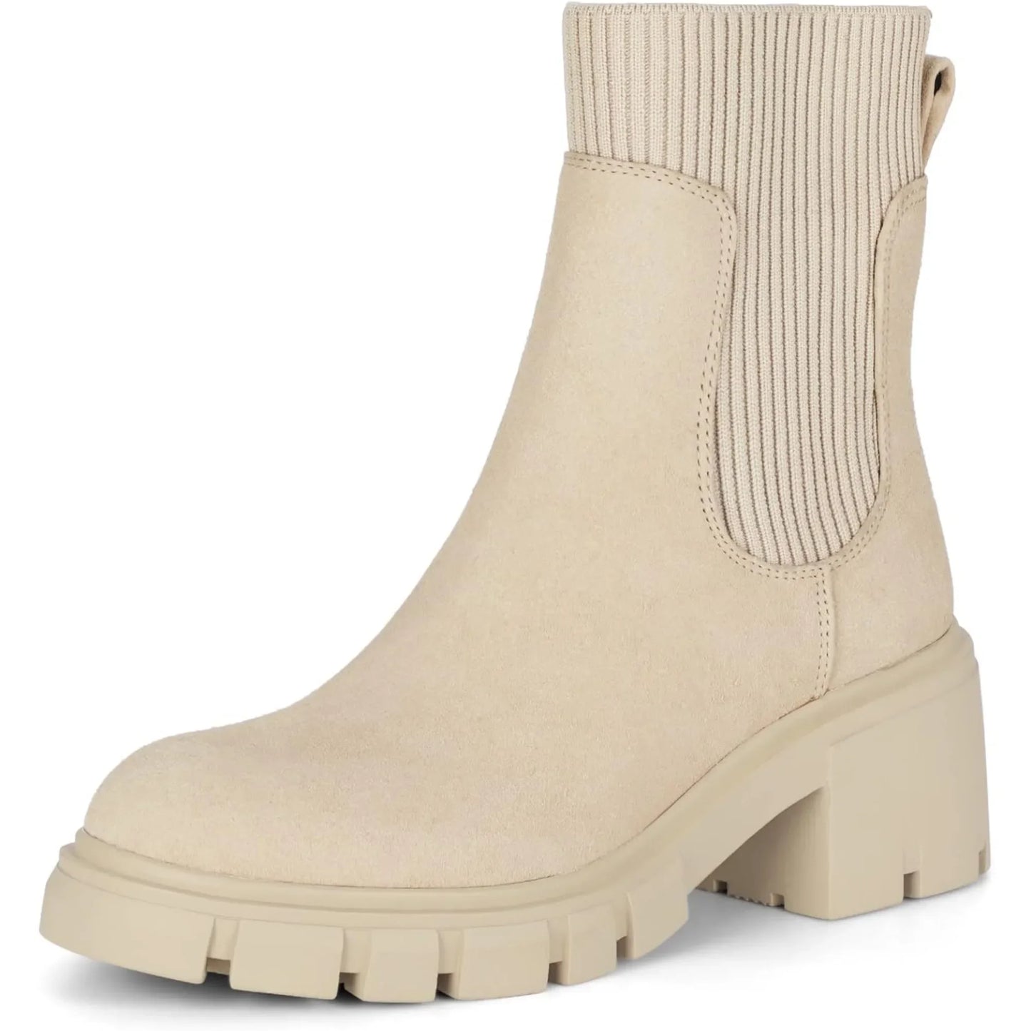 Women's Chelsea Boots Fashion Slip on Platform Ankle Boots Lug Sole Chunky Booties