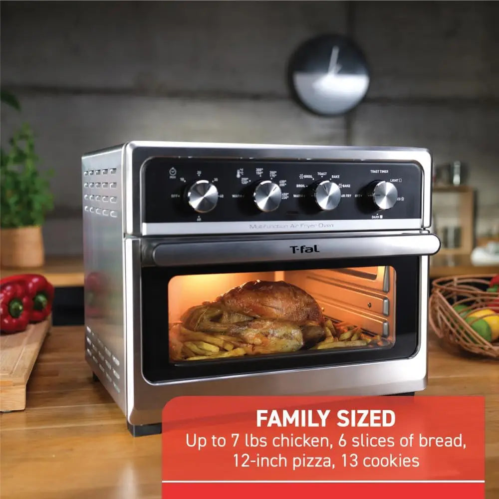 9-in-1 Stainless Steel Toaster Oven Air Fryer, 7lb Capacity, Fast Heat-Up, Crispy Toast, Bake, Air Fry, Reheat, Broil