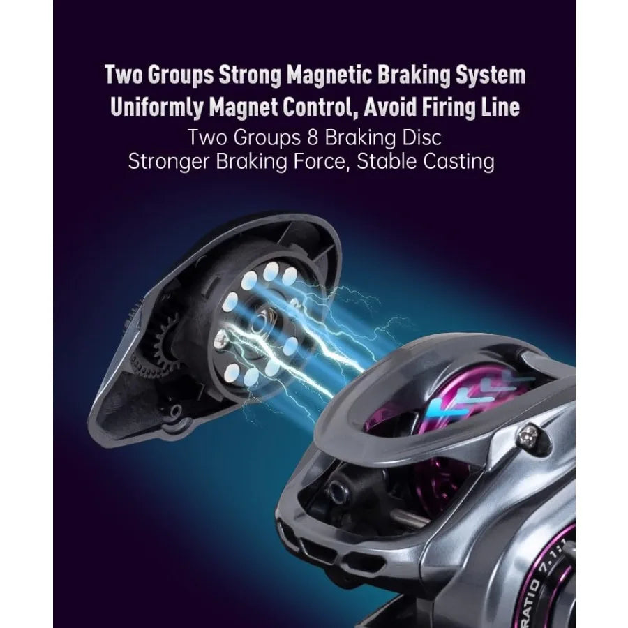 4.76oz Ultralight Finesse Baitcasting Fishing Reel with 8+1BB for Super Smooth Performance 7.1:1 8.1:1 Gear Ratio Ideal for Cas