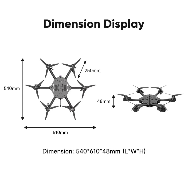 HS Airforce HS-P106M 10 Inch FPV Drone Racing 145KM/h 30min Distance Camera FPV Drone 6-axis Rated Load 4~5KG Max Takeoff 8.5KG