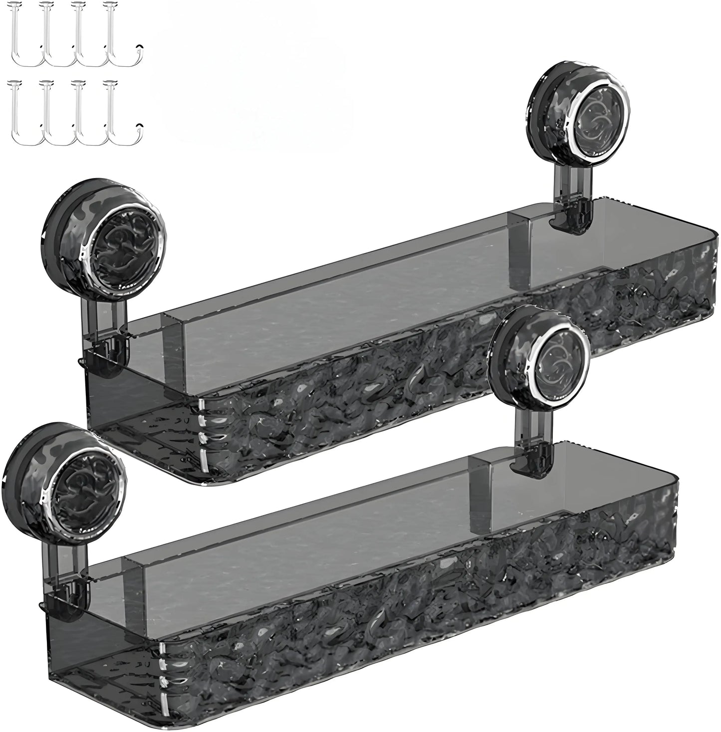 Corrugated Suction Cup Storage Holder Light Luxury Style Glacier Pattern Suction Cup Shelf No-Drill Bathroom Suction Storage Box