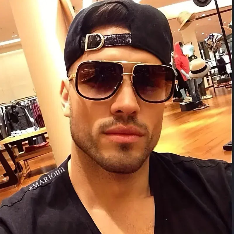 New Fashion Big Frame Sunglasses Men Square  Metal Sun Glasses Women Retro Sun Glasses Vintage High Quality Gafas Oculos De Sol