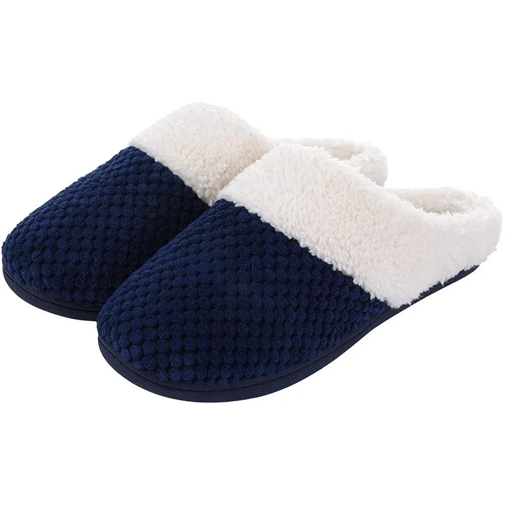 Evshine Men Soft Mules Slippers Non-Slips Cotton Shoes Large Size Flat Slides Men And Women Winter Warm Shoes For Indoor Outdoor