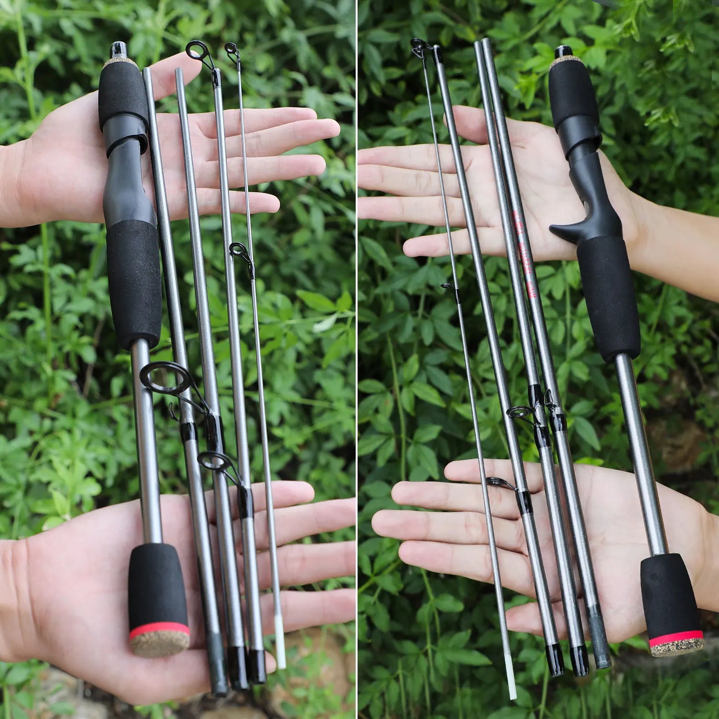 Sougayilang 5 Section Spinning Casting Fishing Rods Ultralight Weight Glass Fiber for Travel Freshwater Saltwater Fishing Pesca