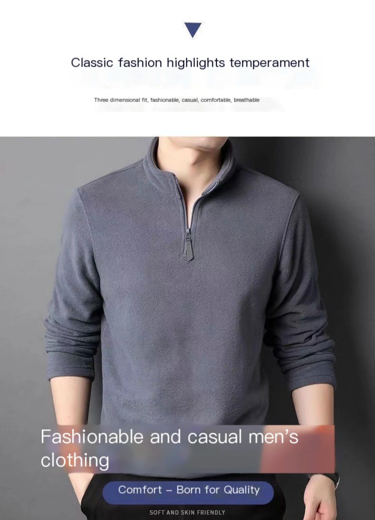 Autumn Winter New Warm Polo Shirts Men's Lamb Wool Sweatshirt Standing Neck Half Zip Long Sleeve Fashion Versatile Men Tees Tops