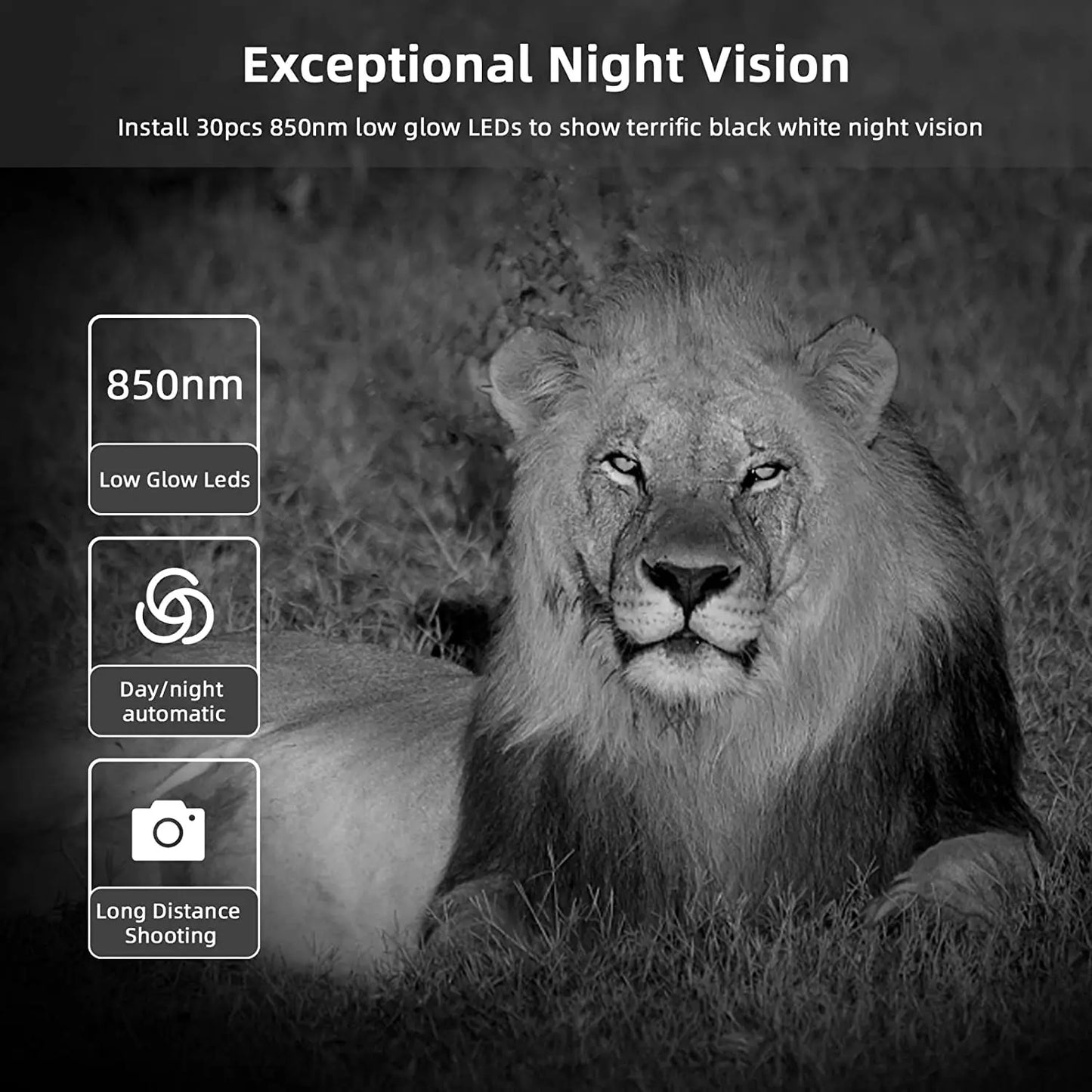 Trail Camera Wireless Hunting Cameras  36MP 2.7K 940NM IR Wildlife Night Vision PhotoTraps HC812A Surveillance Cams