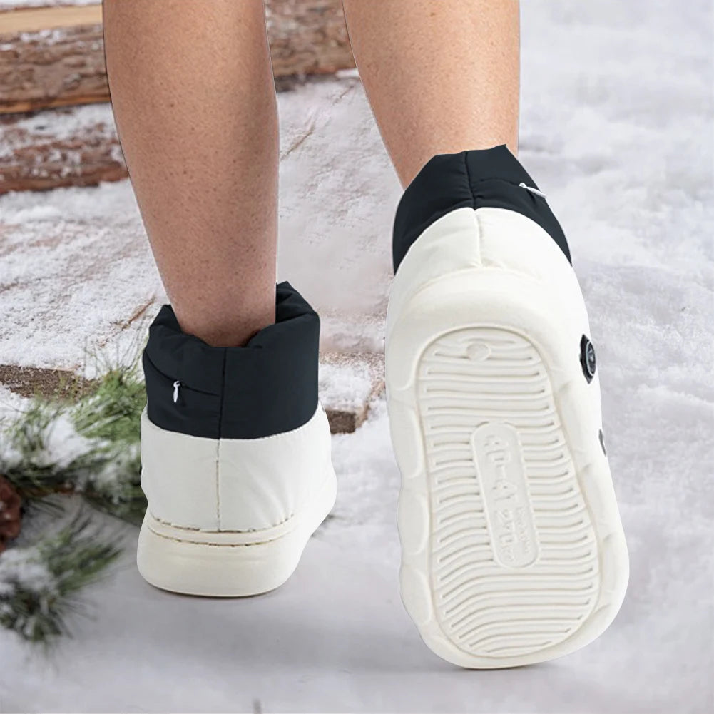 Unisex Electric Heating Slippers with 3 Heating Levels Thermal Shoes Rechargeable Warm Snow Boots for Indoor House Home Office